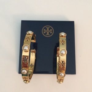 Tory Burch Pierced T Hoop Earrings